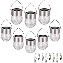 SUNWIND Hanging Solar Ball Lights Outdoor - 8 Pack Cracked Glass Decorative Garden Lights Waterproof Solar Lanterns for Yard, Patio, Fence, Tree, or Holiday Decoration(White)