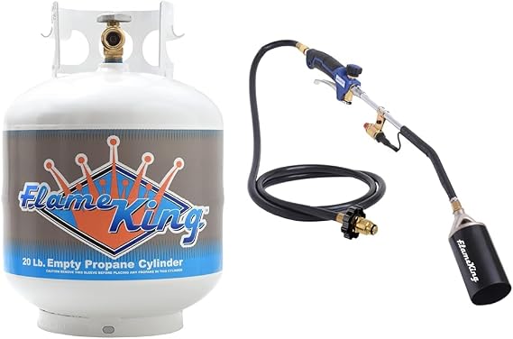 Flame King 20 lb Steel Propane Tank and 340,000 BTU Self Igniting Propane Torch Kit