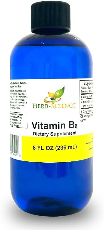 Liquid Vitamin B6 Drops Pyridoxine Alcohol Free 8 Oz