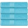 Superior Eco-Friendly Cotton 4-Piece Bath Towel Set, Large Towels for Bath, Shower, Pool, Master and Guest Bathroom, Home Essentials, Quick Drying, Soft Body Towels for Adults and Kids, Turquoise