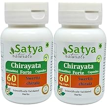 Chirayata Capsule 500 mg. 60 Capsules per Pack Swertia Chirata (Kiratatikta) Extract Capsules (Pack of 2)