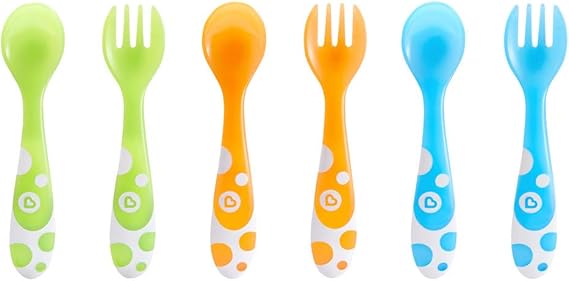 Munchkin 6 Pack Multi-Coloured Baby Forks & Spoons | Weaning & Feeding