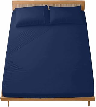 Queen Sheet Set Navy Blue Bed Sheets Set with 16 Inch Deep Pockets Solid Color Soft Luxury Hotel Bedding Sheets with Elastic Corner Straps