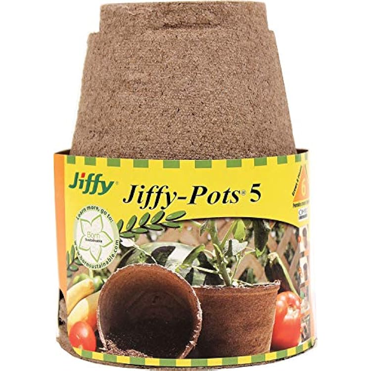 Jiffy-Pots Organic Seed Starting 5 Biodegradable Peat Pots, 6 Pack
