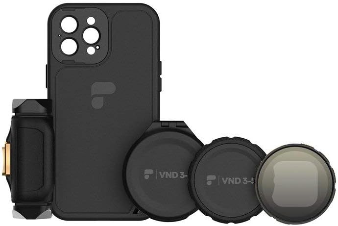 PolarPro - LiteChaser - iPhone 12 Pro - VND Kit - Protective case - Corresponding grip - Variable ND filter - Lens cap - Compatible with Moment M-Series lenses - MagSafe