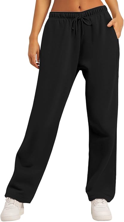 AUTOMET Women's Straight Leg Sweatpants Fleece Lounge Pants