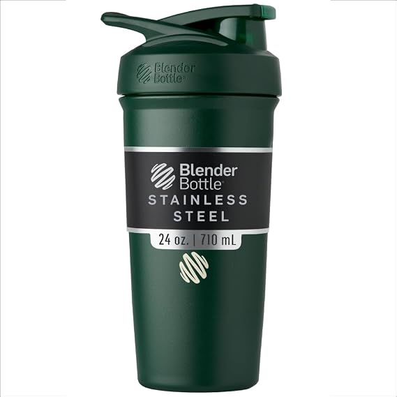 BlenderBottle Sport Flip Stainless Steel Shaker Bottle 24 oz Green