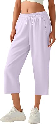 Beeswan Pants for Women Over 50 Quick Dry Comfy Fit Stretch Active Capri Pant Casual Lightweight Wide Leg Capris