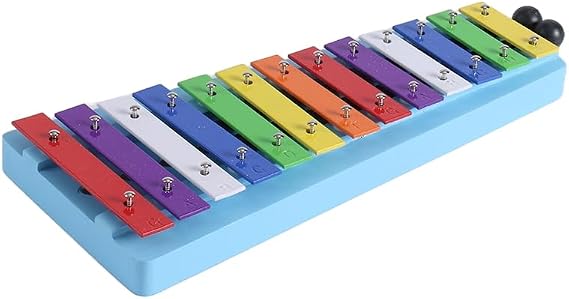 13 Notes Glockenspiel Xylophone Colorful Metal Keys Percussion Rhythm Handheld Musical Instrument with 2 Mallets Gift for Beginners Students