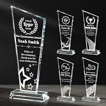 Custom Crystal Trophy Award, Personalized Awards and Trophies with Text Logo Photo for Corporate, Sports, Academic Events, Retirement, Thank You Gifts