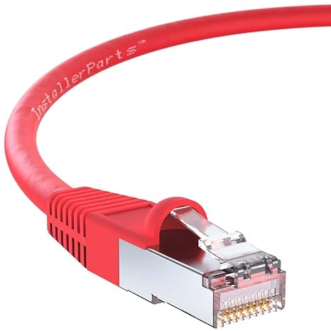 InstallerParts 10 Pack Red 1 FT CAT6 Cable Shielded (SSTP/SFTP) Booted 10Gigabit/Sec Network/High Speed Internet Cable