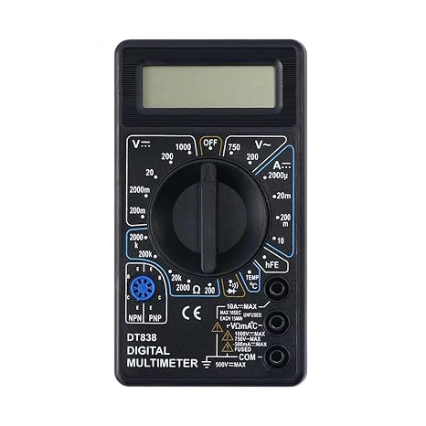 DT838 LCD Digital Multimeter AC Voltage Current Diode Resistance Temperature Tester