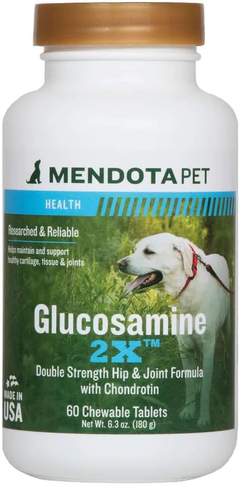 Mendota Pet Glucosamine 2X - 60 Tablets - Dog Hip & Joint Tablets