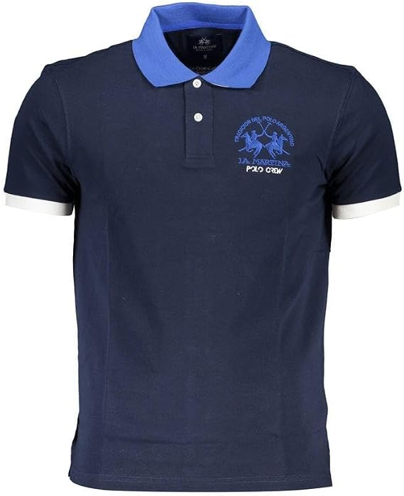 La Martina Blue Cotton Men Polo Men's Shirt