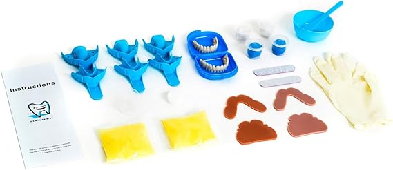 DENTUREWAY DIY Denture Kit with Impression (2 Sets of False Teeth), Partial Denture Solution, Nature, Small