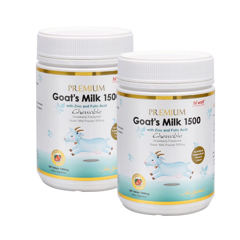 Pack of 2 Hi Well Premium Goats Milk 1500 300Tablets Strawberry