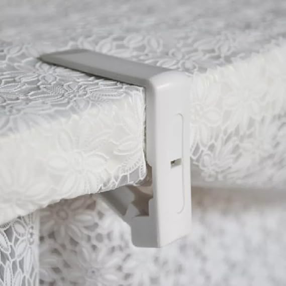 EYNEL Plastic Tablecloth Holder Spring Latch Anti-Slip Holder Stabilizer Clamp Clip Apparatus (White, 8-piece)