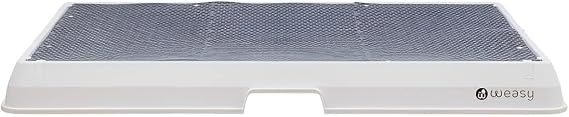 Weasy Indoor Dog Potty Tray for Large Dogs with Drain Hose | Reusable Dog Toilet | Indoor Potty Training System | Compatible with Weasy Bag - White and Gray - Large