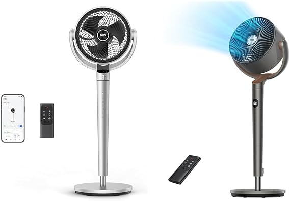 Dreo 43'' Smart Wi-Fi/Alexa Control Pedestal Fan Bundle with 80ft Whole Room Air Circulator and Remote Control