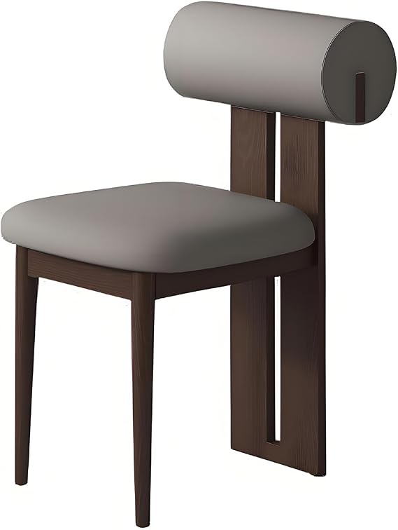 Wooden Kitchen Chairs - Office Guest mid Century Dining Set/moderno Farmhouse Comfortable Leather upholstered Dining Chairs with Back Support,Dark Grey/Walnut Legs