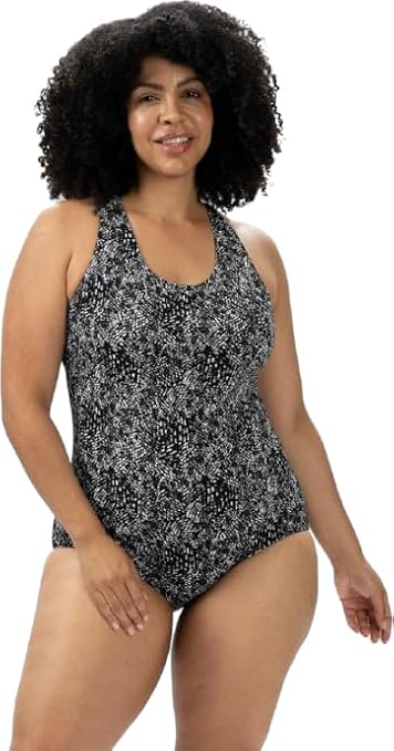 Dolfin Aquashape Women's One Piece Swimsuit - Print Conservative Cut Athletic Lap Suit (Breeze, 8)