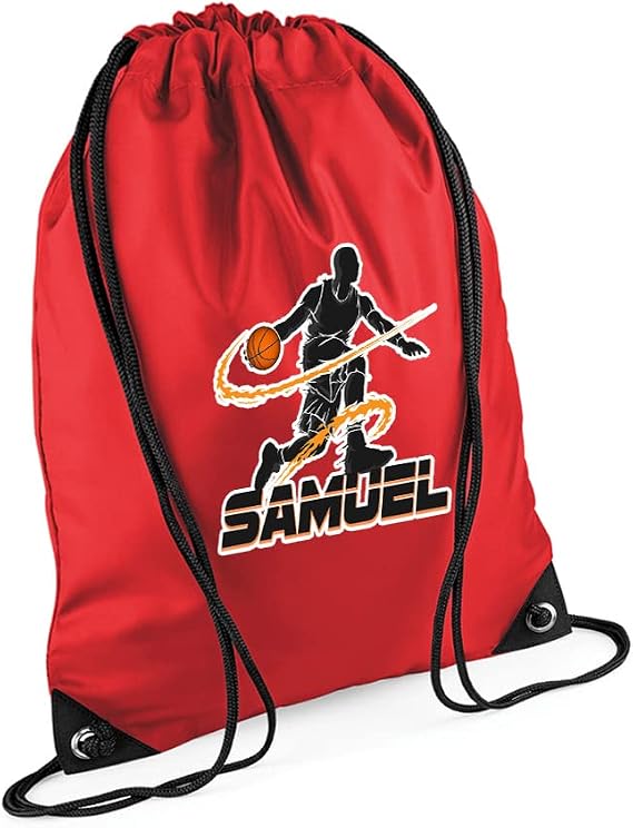 Personalised Basketball Player ANY NAME Sports Lover Gift for Men, Boy, Friend, Birthday present Drawstring Bag, PE Gym Kit Swimming, Sport Rucksack.
