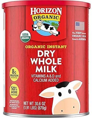 Costco Organic Dry Whole Milk 30.6OZ (1.91lbs) 1.91 Pound (Pack of 3)