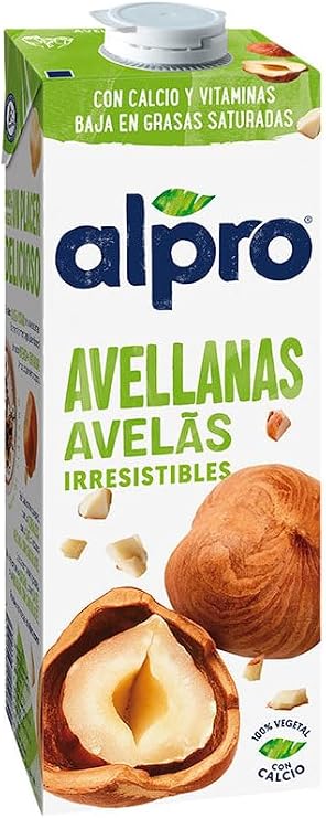 Alpro Hazelnut Plant-Based Drink, Dairy-Free, with Calcium and Vitamins, Liquid, 1L, 8 Pack