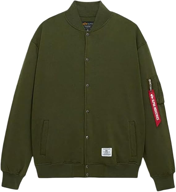 Alpha Industries MA-1 Fleece Jacket Soft Cotton Blend Utility Pocket Ribbed Cuffs and Hem Classic Military Inspired Design