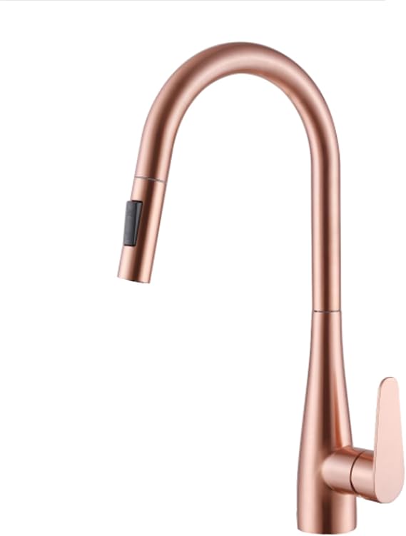 Kitchen Mixer Tap with Pull Out Spray Rose Gold 360° Swivel Sink Tap with 2 Modes Spray Single Handle Rose Gold