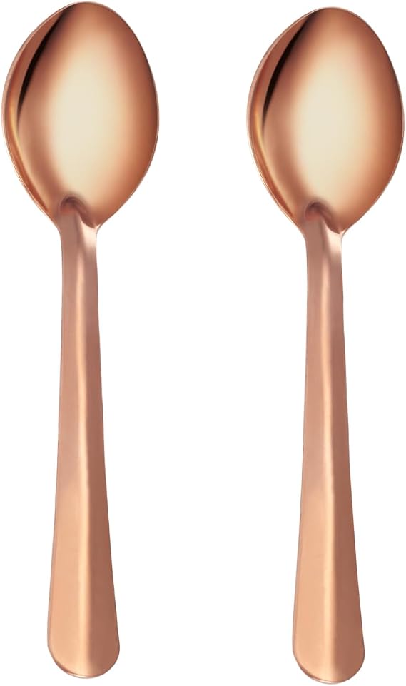 Copper Coffee Spoons Set 2PCS - 99% Pure Copper Handmade Bright Small Tea & Stirring Spoons For Espresso - Elegant Mini Utensils With Long Handle