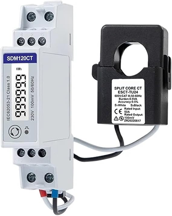 Energy Meter SDM120CT-MV+TU24 100A/0.1V CT,1 Phase 2 Wire, 230V, RS485 Modbus, Measure kwh,kvarh Hz, DIN Rail Energy Meter,MID