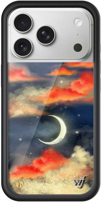 Wildflower Cases - Compatible with iPhone 17 Pro | Protective Black Bumper, 6.5ft Drop Test Certified, Women Owned Small Business | Moon Aesthetic Trendy Cute | Collab - Orebella
