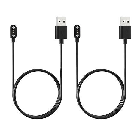 2Pcs Sport Watch Magnetic Charger Power Supply Wire with 2-Pin USB Data Charging Cable for Smart Watch 2.84mm, Black