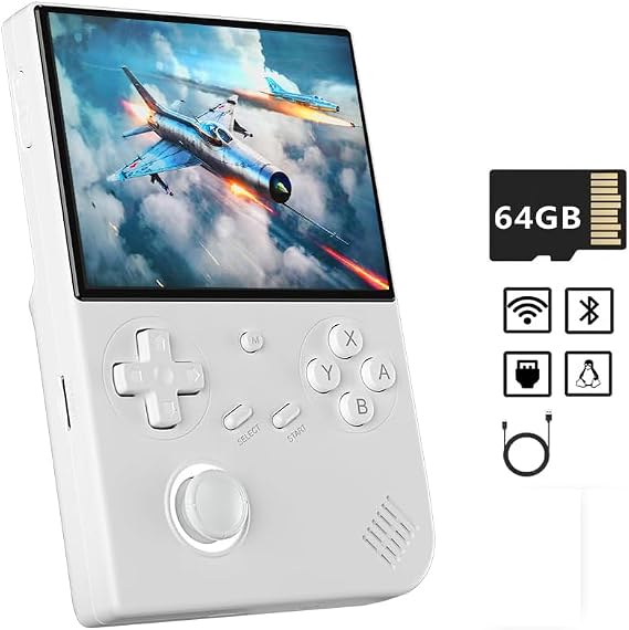 Anbernic RG40XXV Whatsko Handheld Game Console, 64GB Linux System, 4 Inch IPS Full Screen, WiFi Online Competition with Bluetooth Function, 16 Million Colors RGB Lighting Effects, White