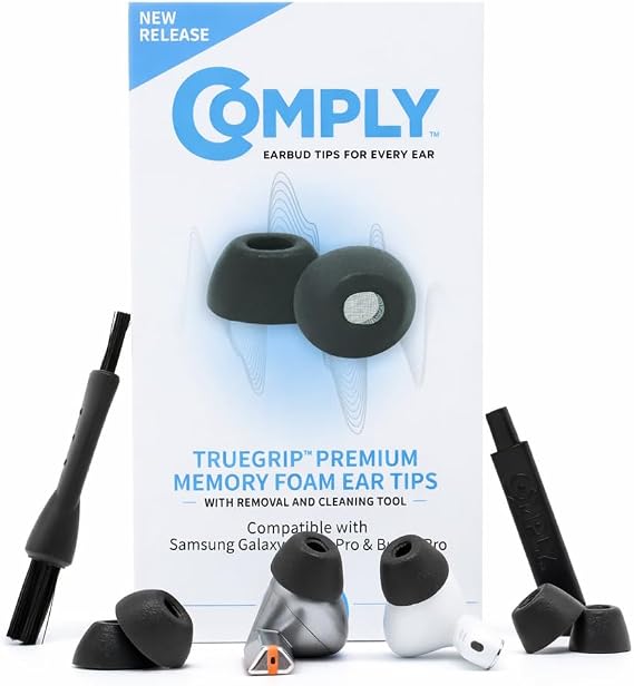 Comply TrueGrip Premium Memory Foam Replacement Ear Tips, Black (Small)