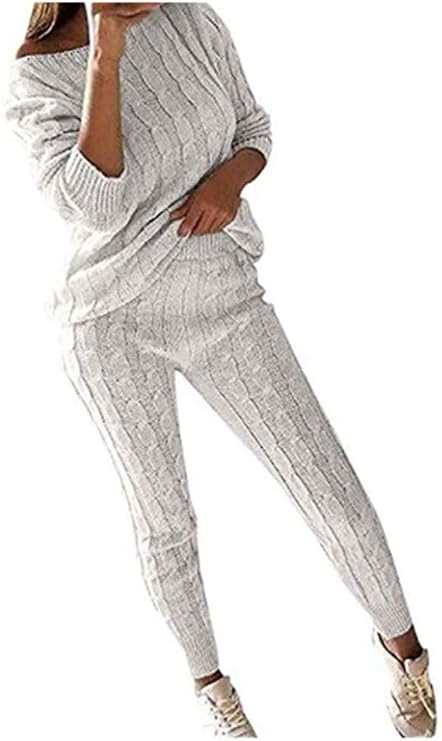 Molisry Women Cable Knitted 2 Pieces Outfits Sweater Suits Sets for Winter