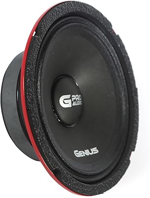 Genius MR0365P 6.5 Pair Midrange Speakers - 800 Watts - Max - 400 Watts Max, Pro Audio Slim, Steel Stam Basket Car Audio Speaker, Ferrite Magnet, 4 Ohm, Reinforced Paper Cone 2 Speakers