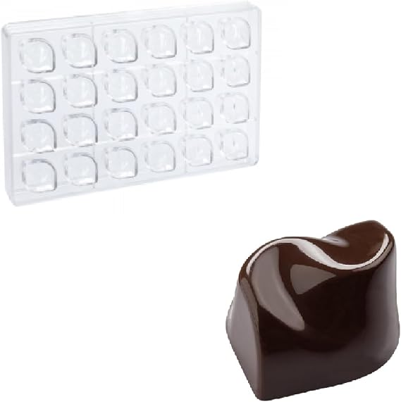 Martellato MA1051 Clear Polycarbonate Chocolate Mold with 24 Flow Cavities 29mm x 29mm x 18mm High