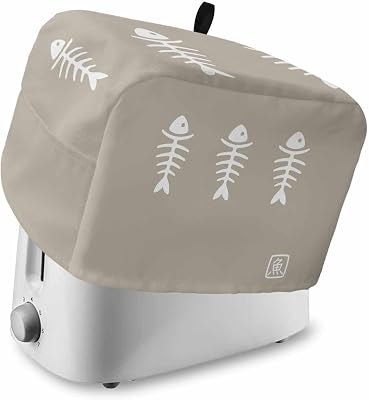 Toaster Cover 4 Slice Fish Toaster Oven Cover with Pockets Harmony Japanese Style Beige Dustproof Bakeware Protector Small Kitchen Appliance Dust Covers and Fingerprint Protection