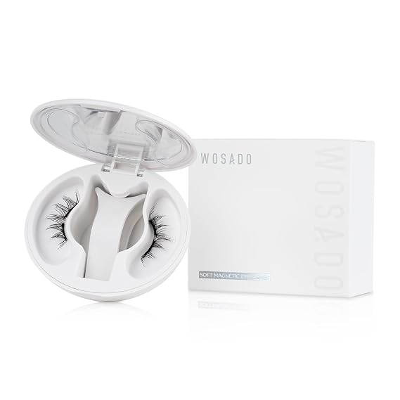 WOSADO Magnetic Eyelashes with Applicator Kit, [No.12 Iris Black] 21.5mm, Reusable Glue-free Wispy Magnetic Lashes, Cruelty-free False Lashes, Waterproof, Lightweight, Suit for Heavy Makeup