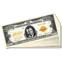 $10,000 Dollar Gold Certificate Novelty $10,000 Bill - 10 Count with Bonus Clear Protector & Christopher Columbus Bill