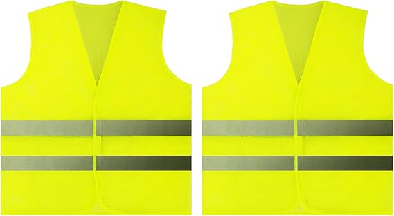 4 Pcs Hi Vis Vests, Safety Vests with 2 Reflective Strips, Reflective High Visibility Vests for Traffic Work, Outdoor Running Walking, Surveyor and Motor Bicycle Drivers