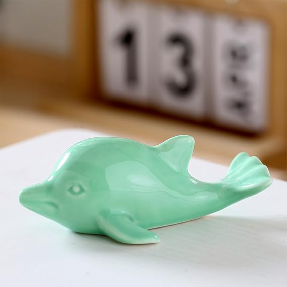 Multi-Purpose Ceramic Whale Ornament for Aquarium, Bonsai Landscape, Miniature Fairy Garden & Home Desk Decor (Green)