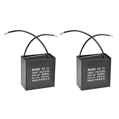 uxcell Pack of 2 Ceiling Fan Capacitor CBB61 24uF 450V AC 2 Wires for Water