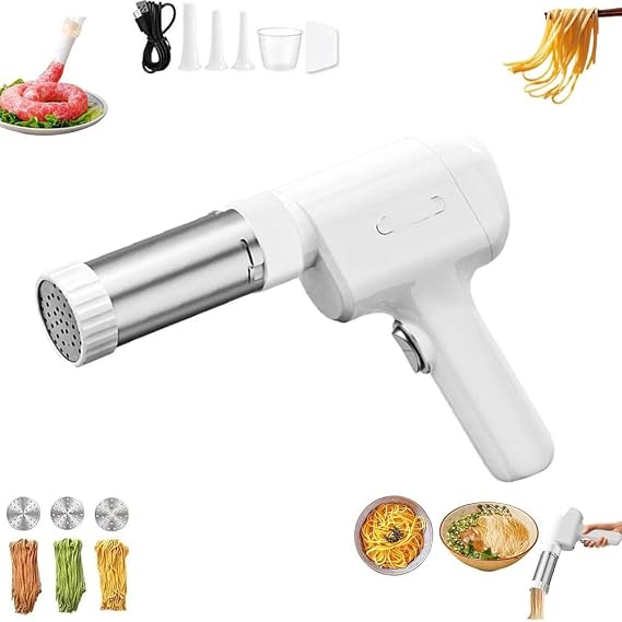 String Hopper Maker Electric,Cordless Electric Pasta Maker,5-in-1 Handheld Electric Pasta Maker,Automatic Noodle Press Machine Electric Idiyappam Maker for Making Spaghetti Linguine, Sausage