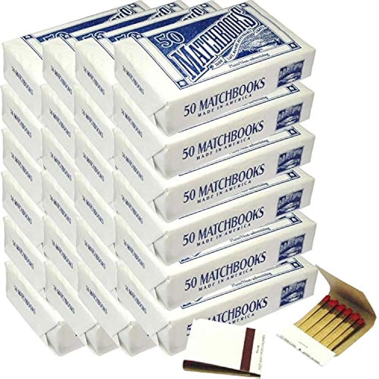 D.D. Bean & Sons AB24 A24 1200 Matchbooks, White, for Wedding Birthday Wholesale, Made in America, Standard