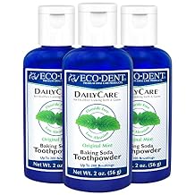 Eco-Dent DailyCare Baking Soda Toothpowder, Mint - Fluoride-Free Toothpaste Powder, SLS-Free Tooth Powder with Baking Soda, Minerals, and Essential Oils, Toothpaste Alternative, 2 Oz Ea (Pack of 3)