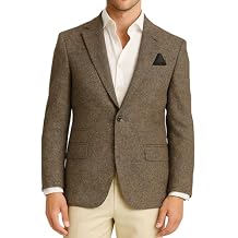 Mens Blazer Retro Herringbone Suit Jacket for Men Slim Fit One Button Business Casual Vintage Sport Coats