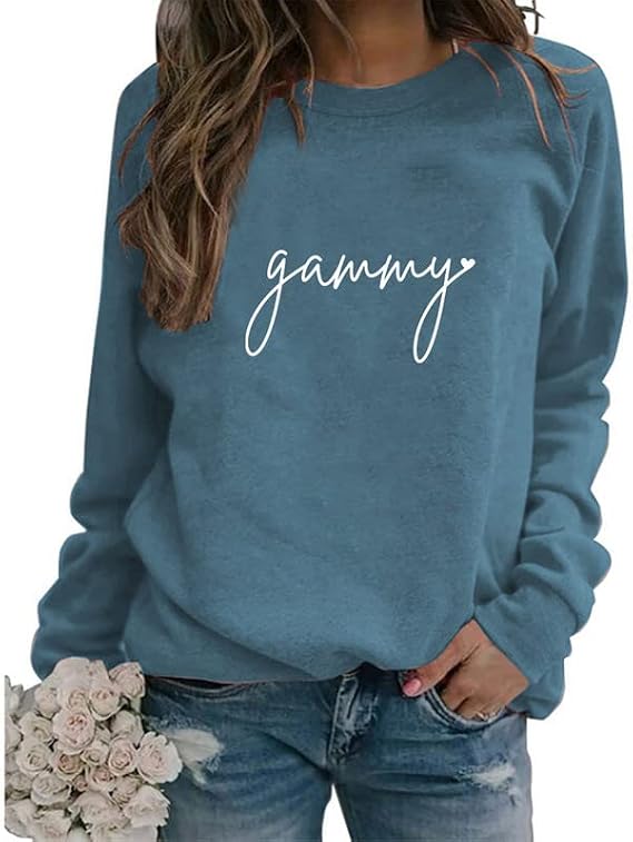 Gammy Sweatshirt for Grandma Funny Graphic Pullover Tops Long Sleeve Crew Neck Simple Basic Sweatshirt for Women